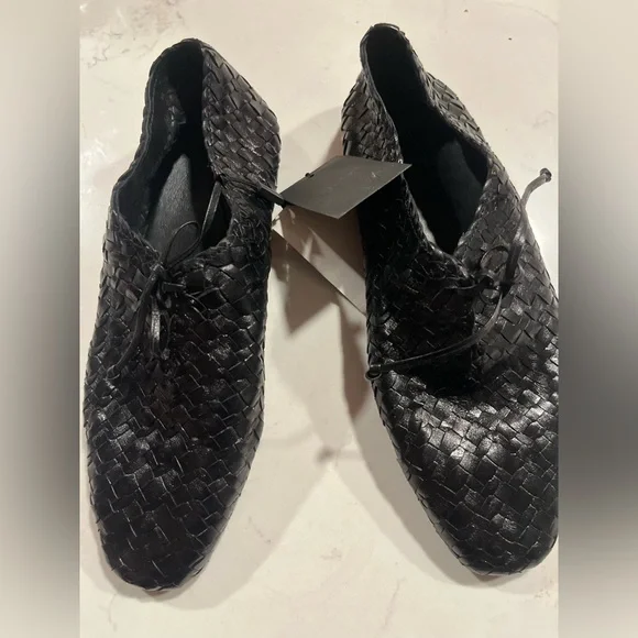 New Rate Massimo Dutti Black Woven Ballerina Loafers Size 9 New Rate Massimo Dutti Black Woven Ballerina Loafers Size 9  main image 4